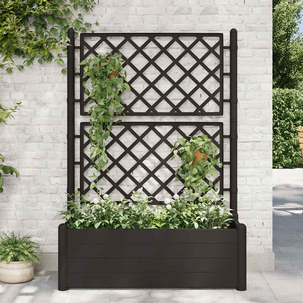 vidaXL Plantenbak met latwerk 43x43x142 cm PP wit