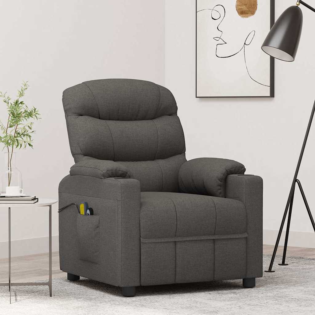 vidaXL Massagestoel elektrisch stof lichtgrijs
