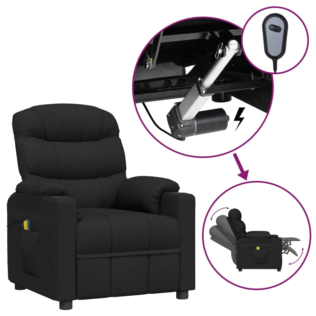 vidaXL Massagestoel elektrisch stof lichtgrijs