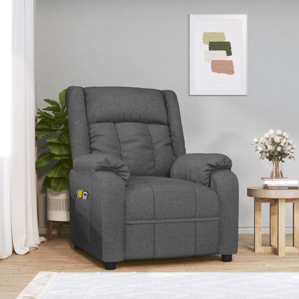 vidaXL Massagestoel elektrisch stof lichtgrijs