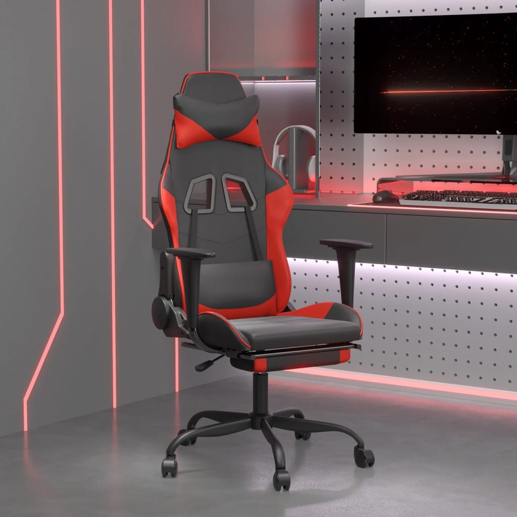 vidaXL Gamestoel kunstleer zwart en blauw