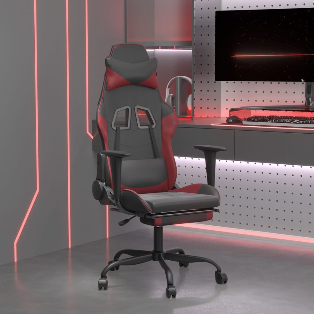 vidaXL Gamestoel kunstleer zwart en blauw
