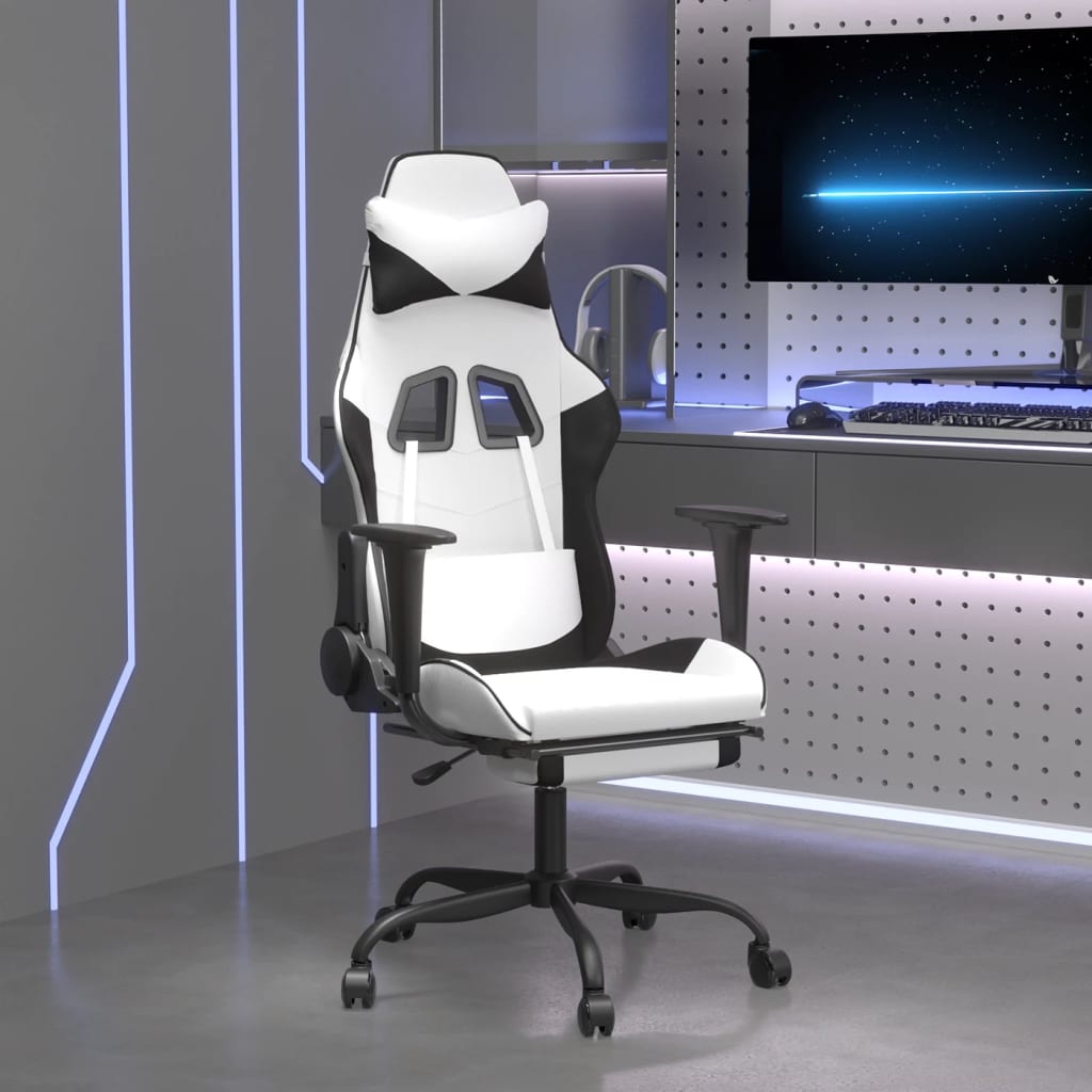 vidaXL Gamestoel kunstleer zwart en blauw