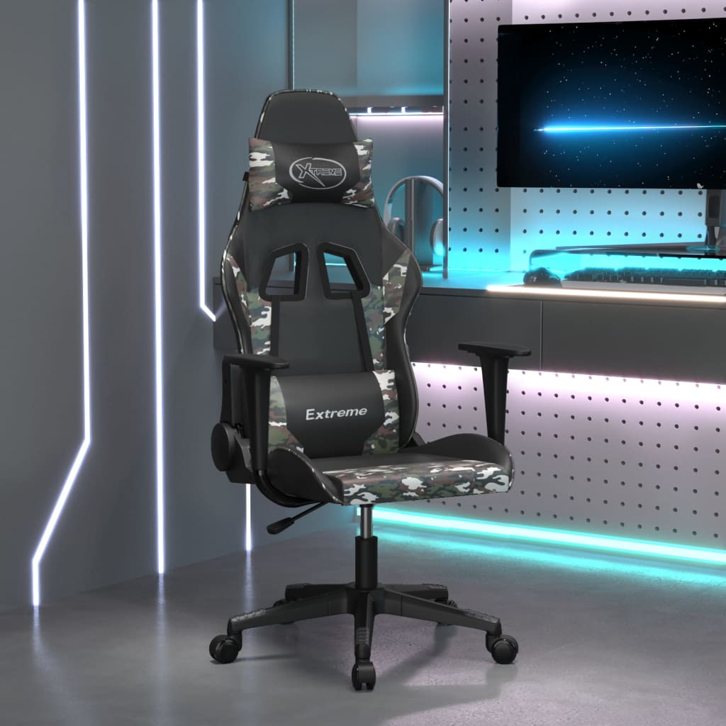 vidaXL Gamestoel kunstleer zwart en blauw