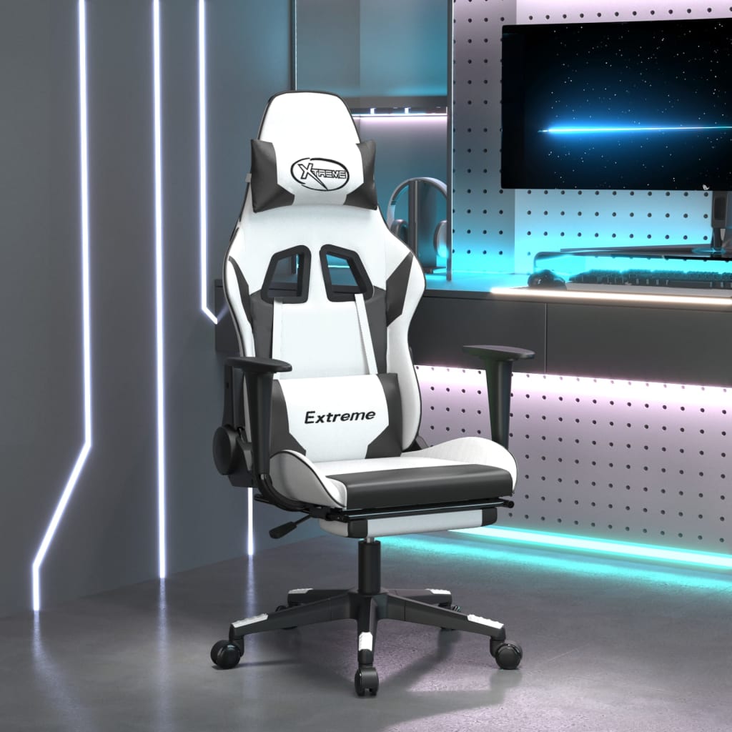vidaXL Gamestoel kunstleer zwart en blauw