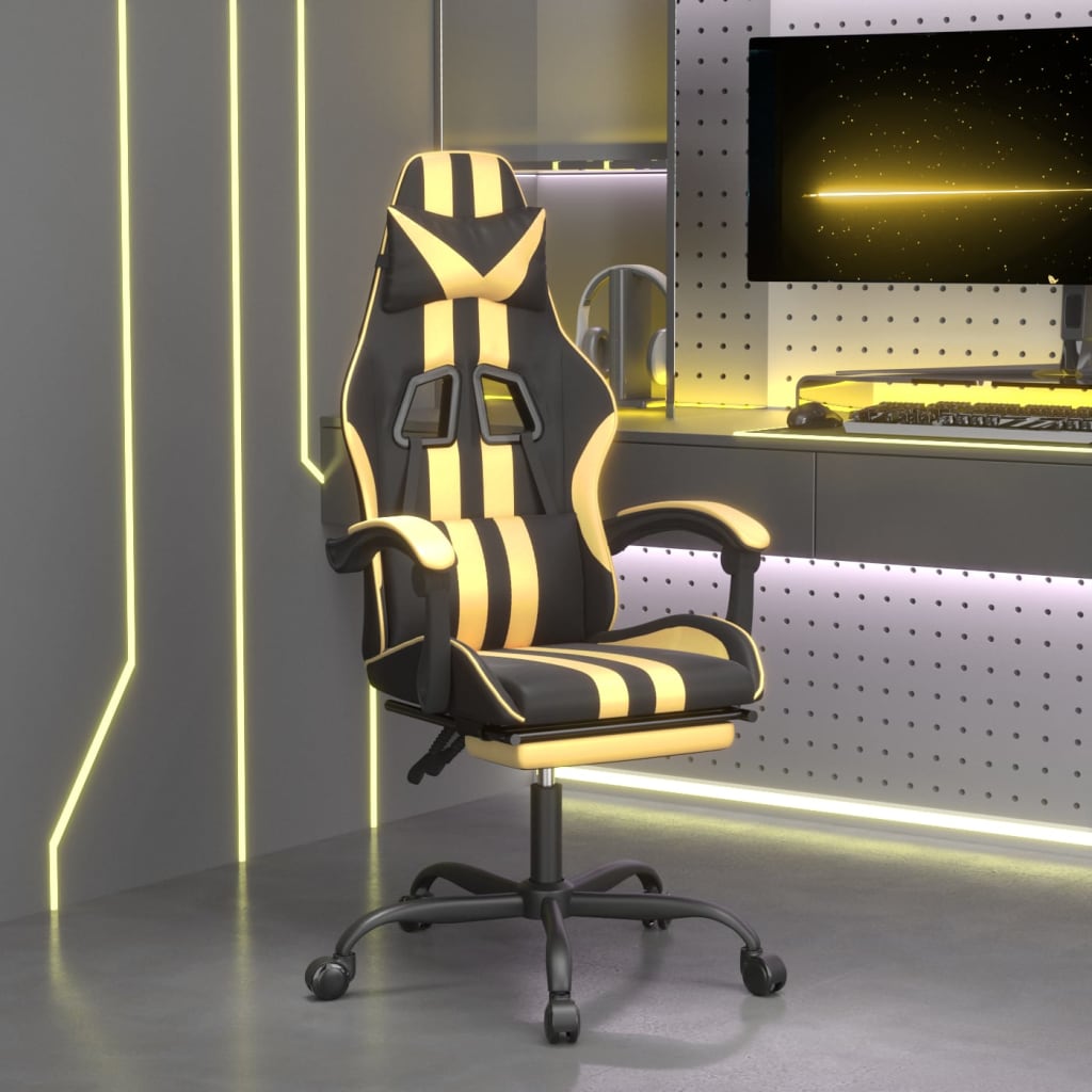 vidaXL Gamestoel kunstleer zwart en blauw