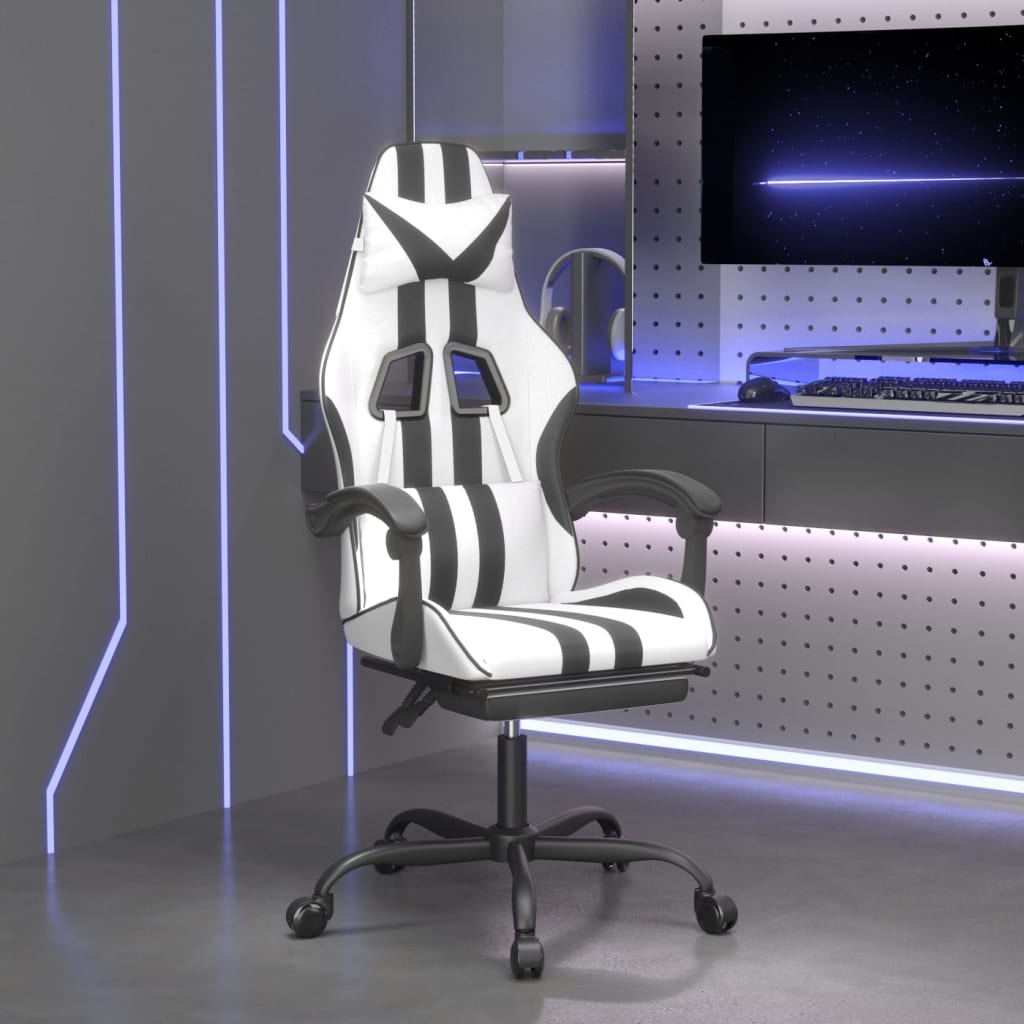 vidaXL Gamestoel kunstleer zwart en blauw