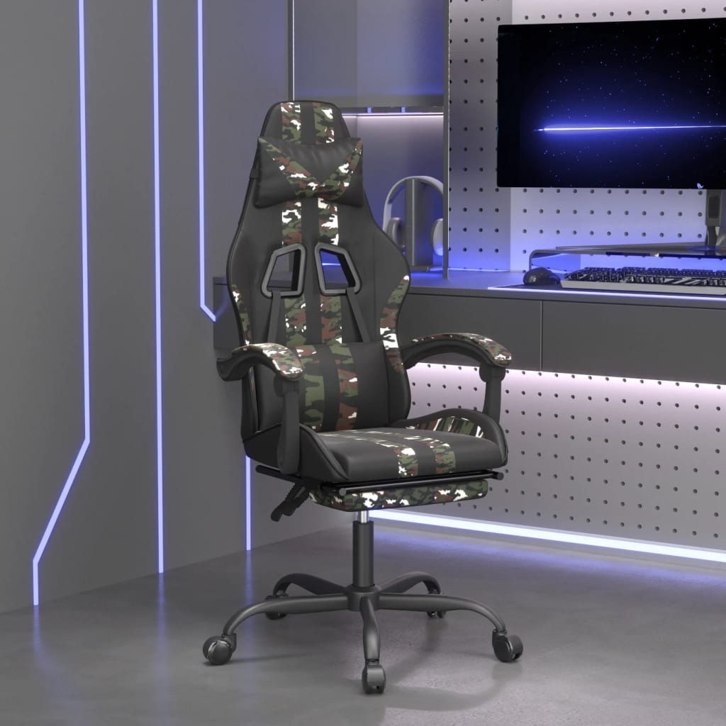 vidaXL Gamestoel kunstleer zwart en blauw