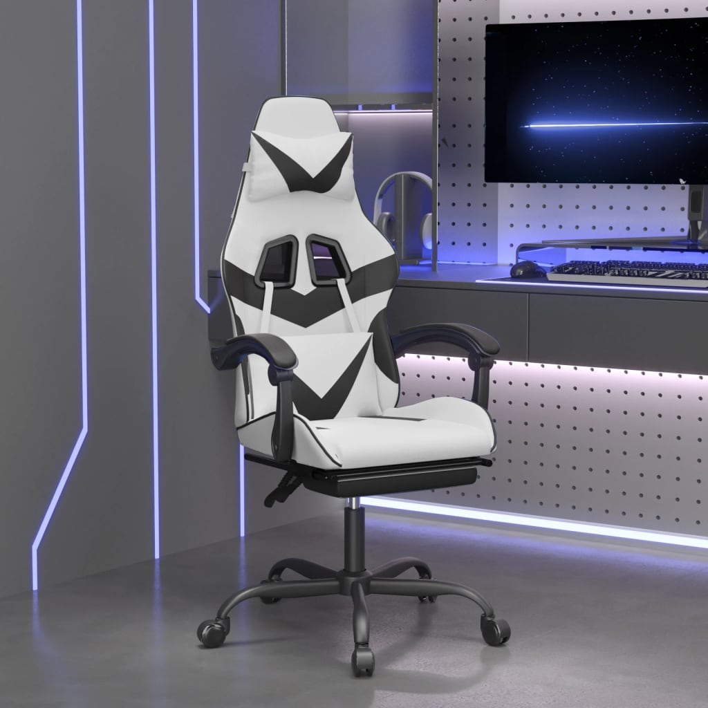 vidaXL Gamestoel kunstleer zwart en blauw