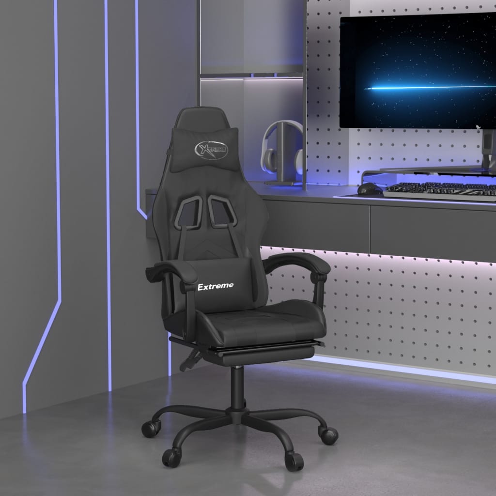 vidaXL Gamestoel kunstleer zwart en blauw