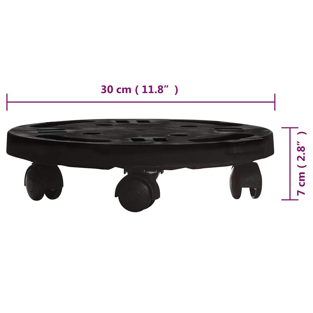 vidaXL Plantentrolleys met wielen 2 st 170 kg diameter 30 cm zwart
