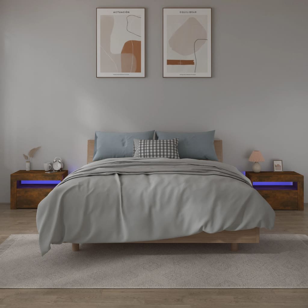 vidaXL Nachtkastjes 2 st LED 60x35x40 cm wit