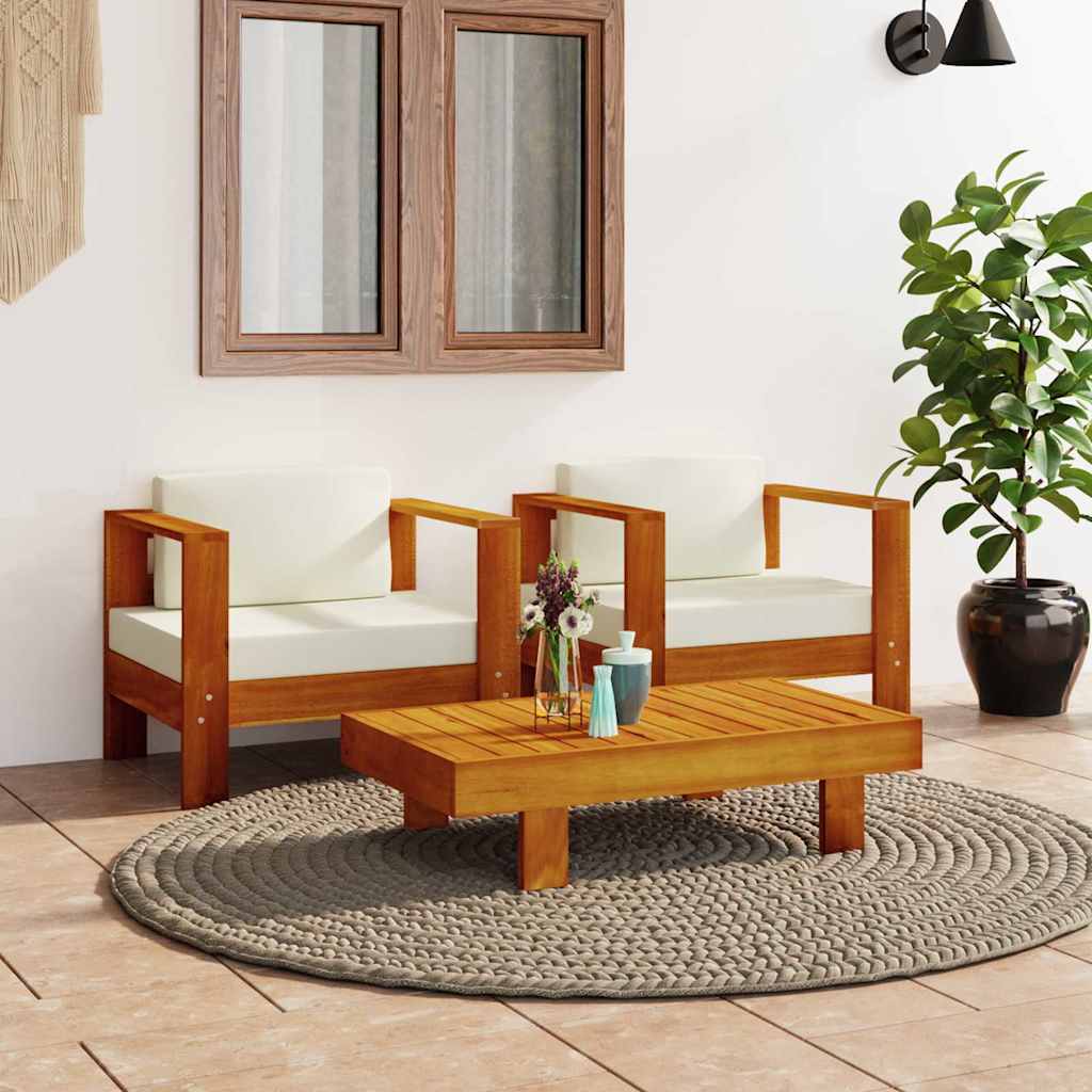 vidaXL 4-delige Loungeset met kussens massief acaciahout grijs