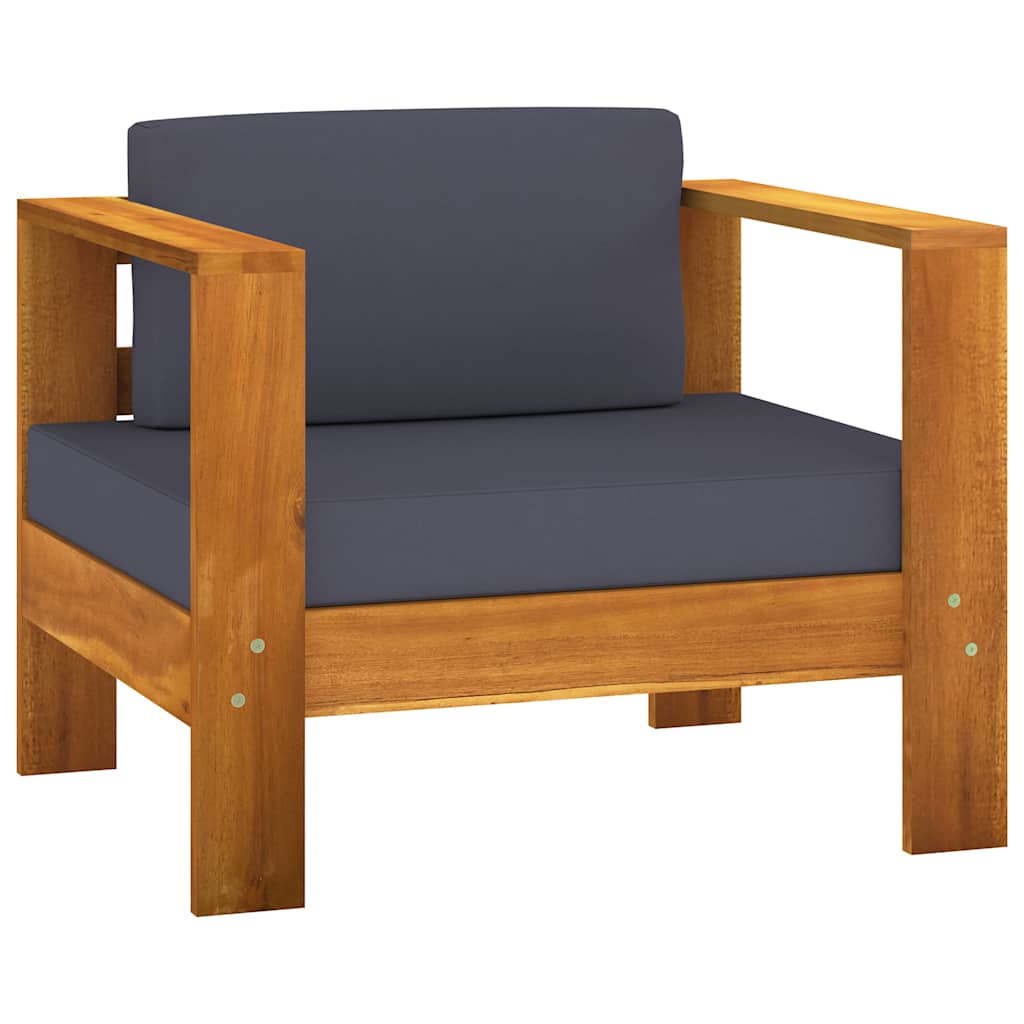 vidaXL 4-delige Loungeset met kussens massief acaciahout grijs
