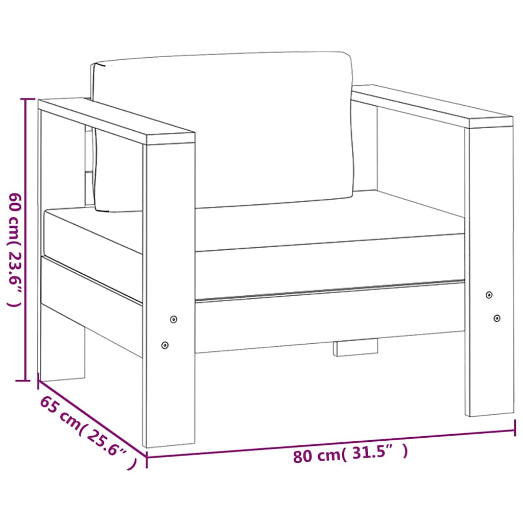 vidaXL 4-delige Loungeset met kussens massief acaciahout grijs