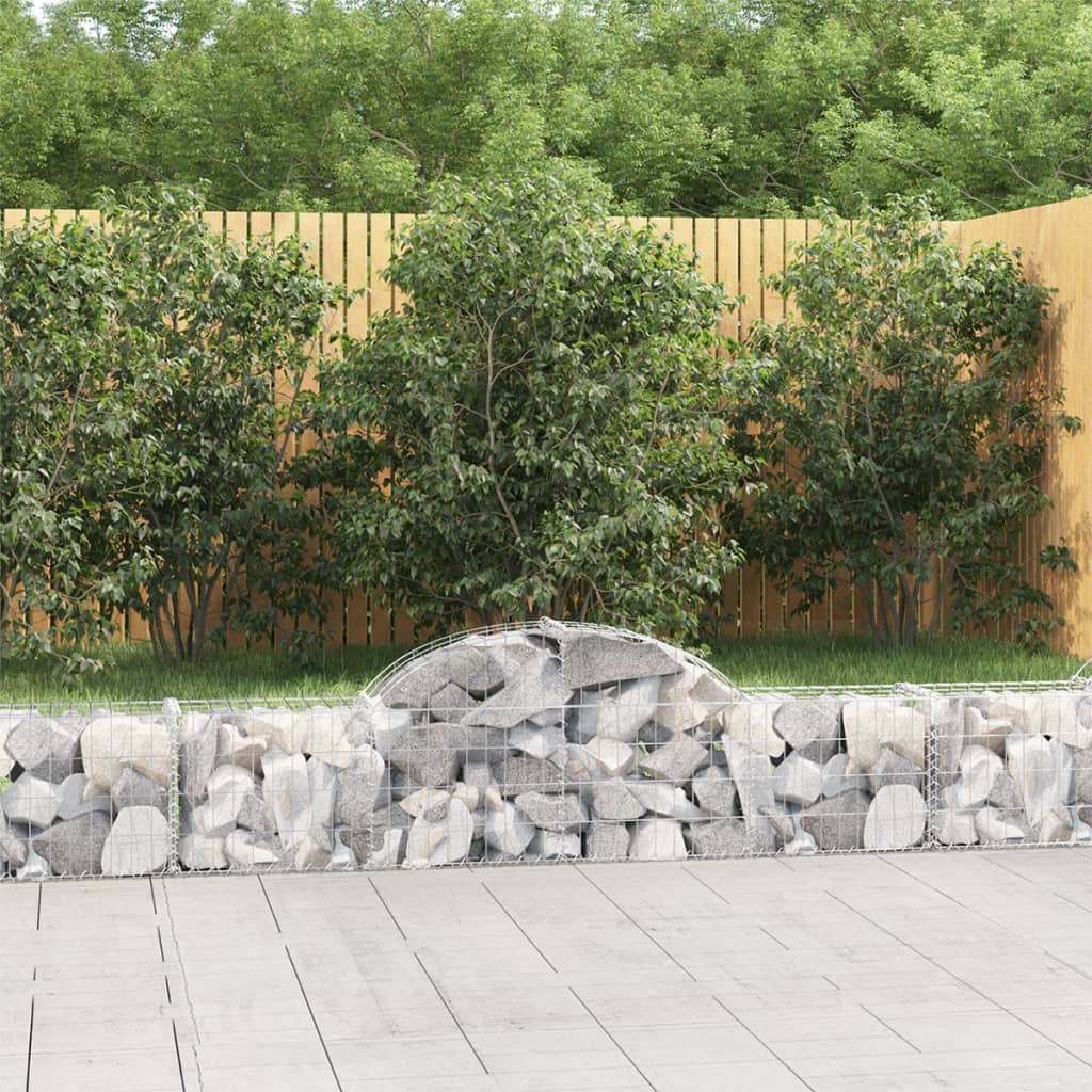 vidaXL Schanskorven 2 st gewelfd 200x30x40/60 cm gegalvaniseerd ijzer