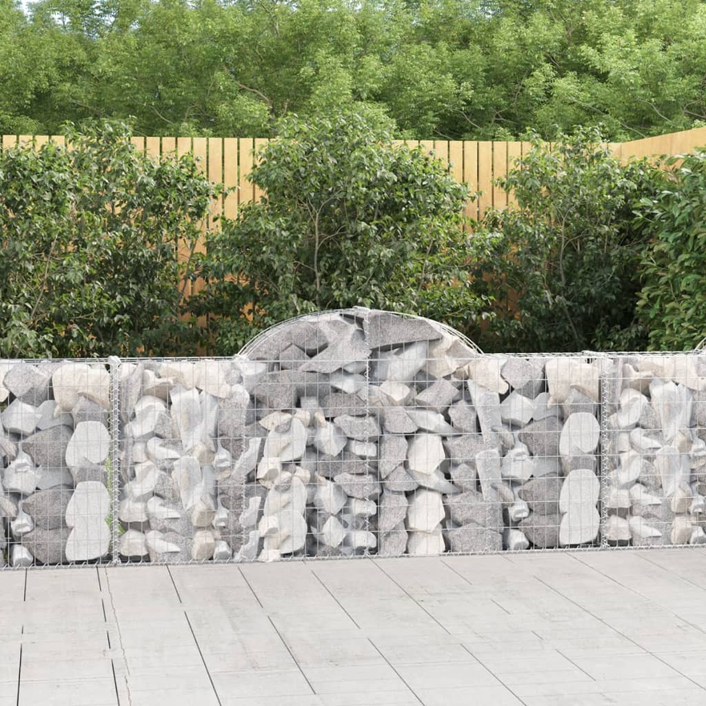 vidaXL Schanskorven 2 st gewelfd 200x30x40/60 cm gegalvaniseerd ijzer