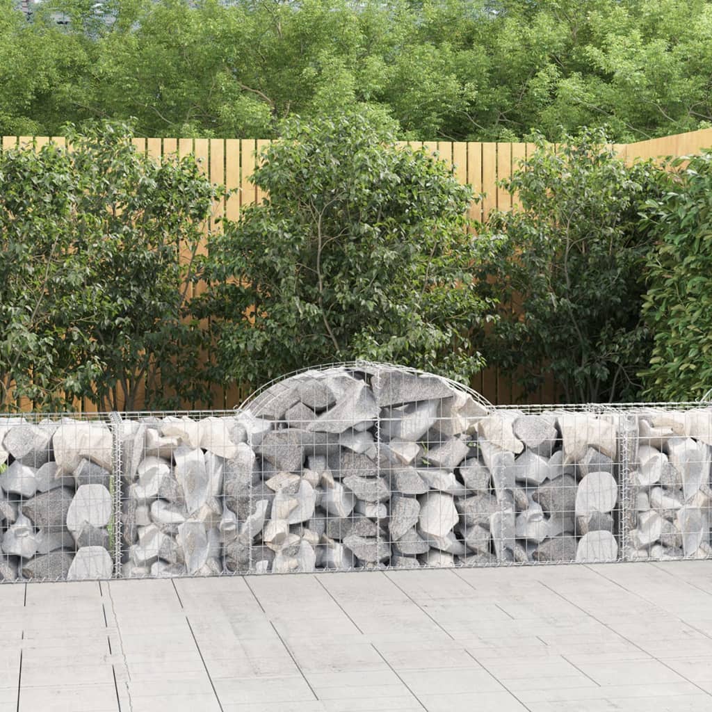 vidaXL Schanskorven 2 st gewelfd 200x30x40/60 cm gegalvaniseerd ijzer