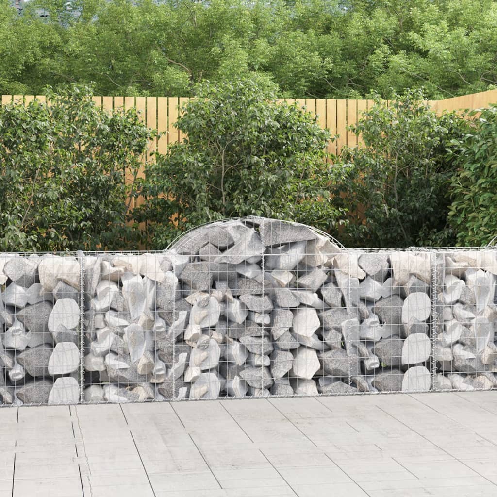vidaXL Schanskorven 2 st gewelfd 200x30x40/60 cm gegalvaniseerd ijzer
