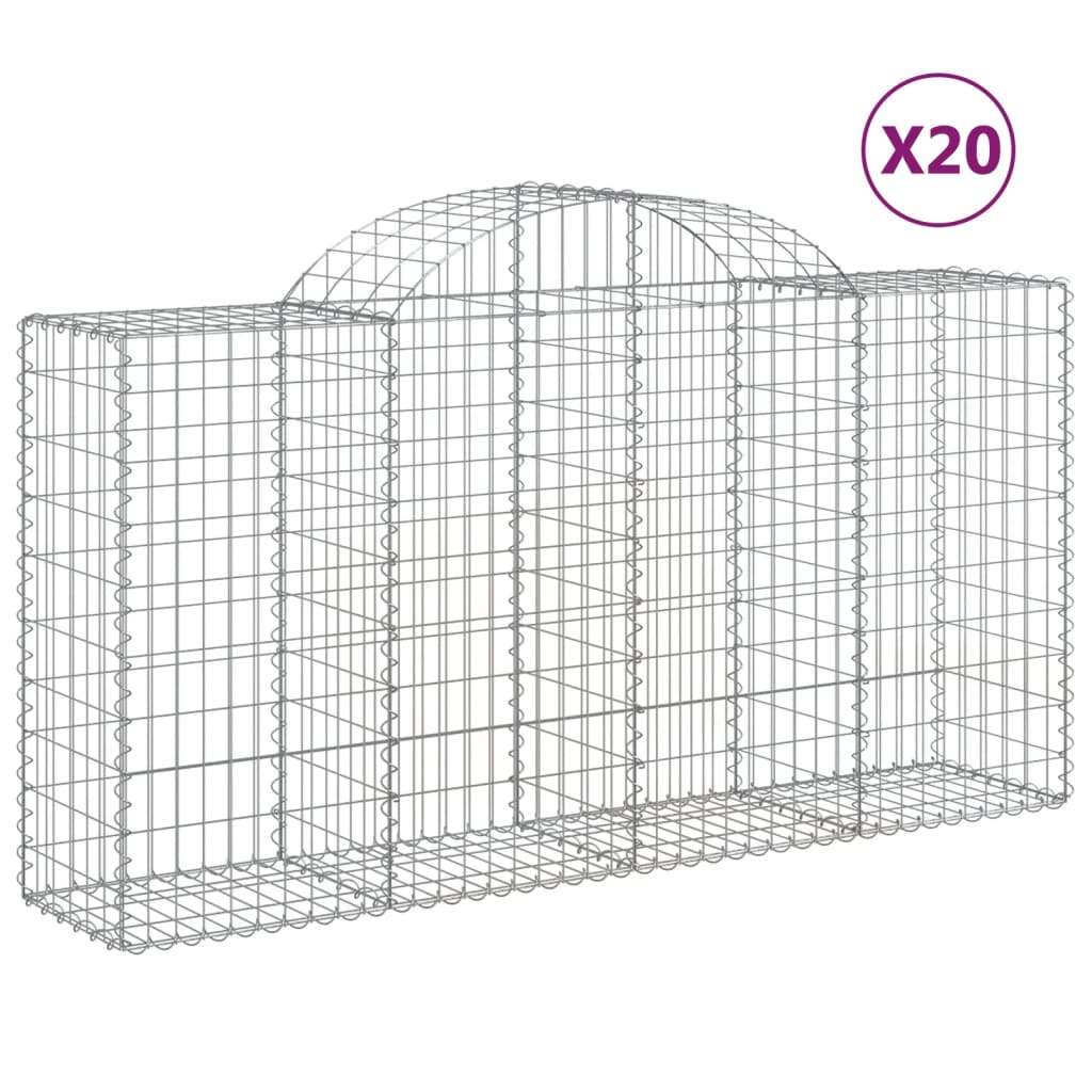 vidaXL Schanskorven 2 st gewelfd 200x30x40/60 cm gegalvaniseerd ijzer