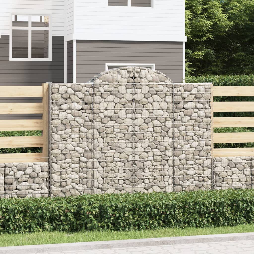 vidaXL Schanskorven 2 st gewelfd 200x30x40/60 cm gegalvaniseerd ijzer