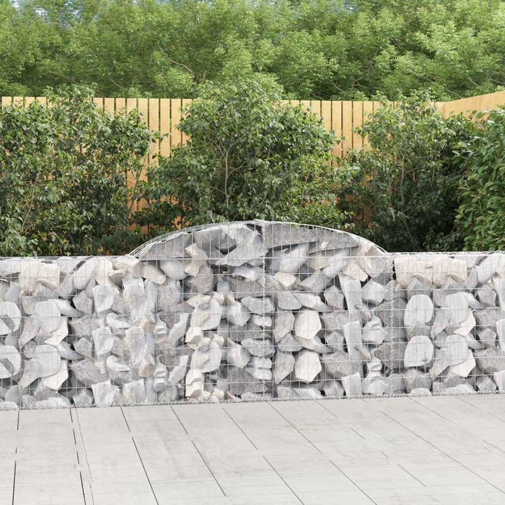vidaXL Schanskorven 2 st gewelfd 200x30x40/60 cm gegalvaniseerd ijzer