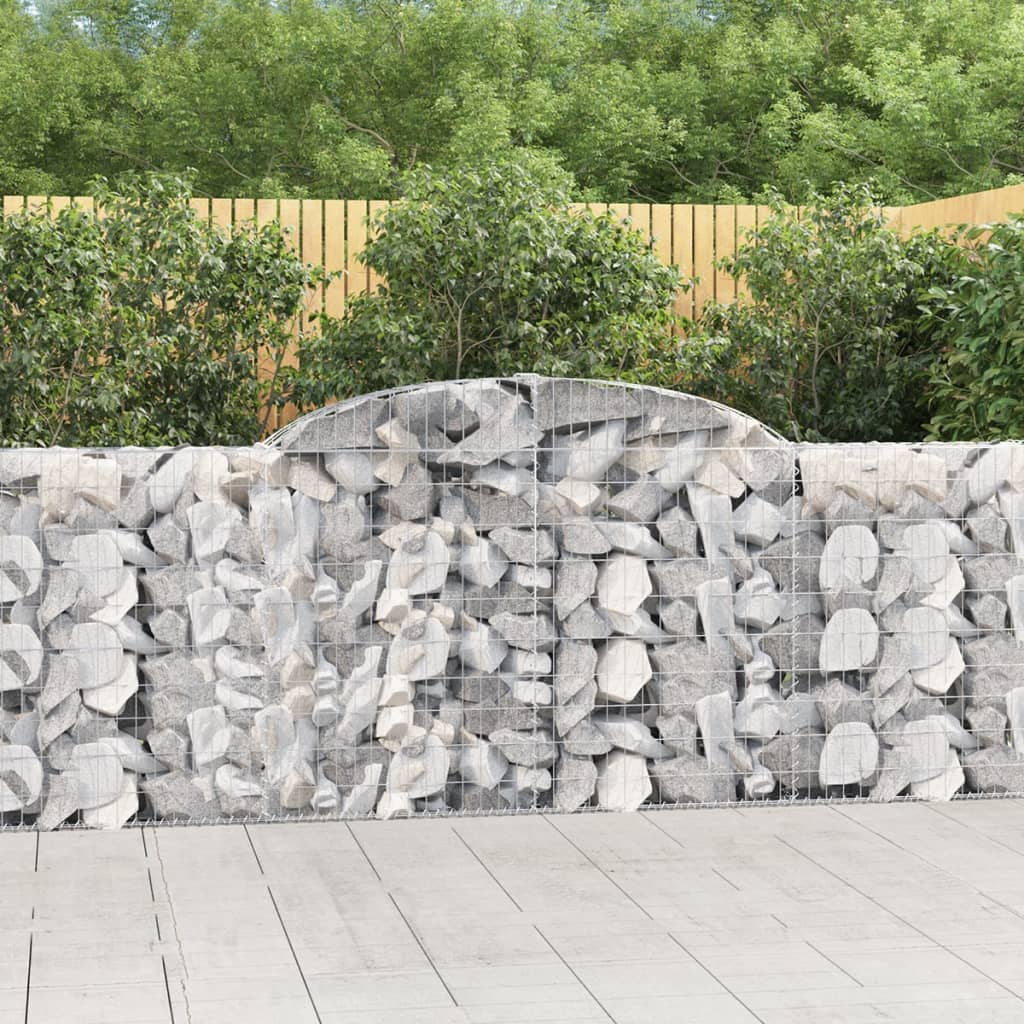 vidaXL Schanskorven 2 st gewelfd 200x30x40/60 cm gegalvaniseerd ijzer