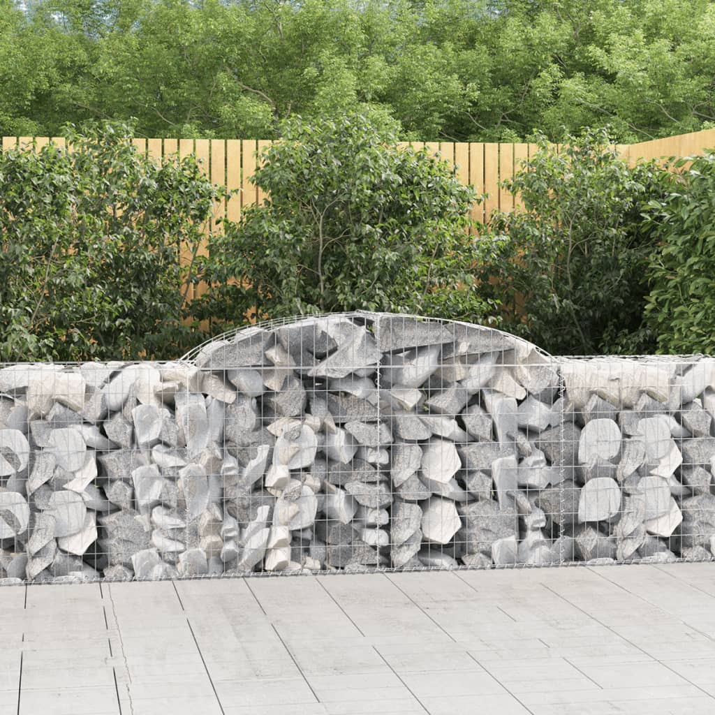 vidaXL Schanskorven 2 st gewelfd 200x30x40/60 cm gegalvaniseerd ijzer
