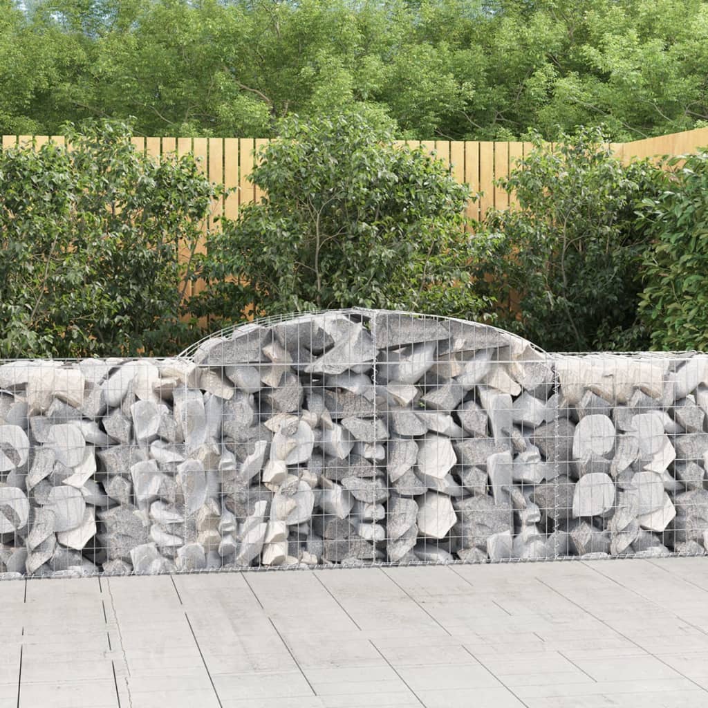 vidaXL Schanskorven 2 st gewelfd 200x30x40/60 cm gegalvaniseerd ijzer