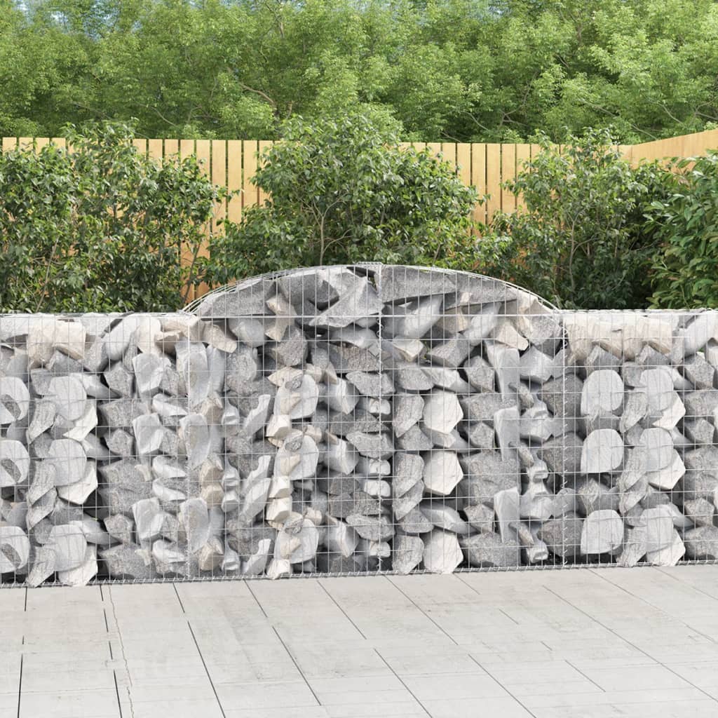 vidaXL Schanskorven 2 st gewelfd 200x30x40/60 cm gegalvaniseerd ijzer