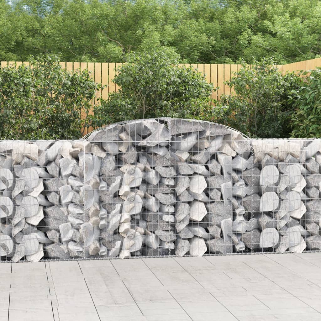 vidaXL Schanskorven 2 st gewelfd 200x30x40/60 cm gegalvaniseerd ijzer