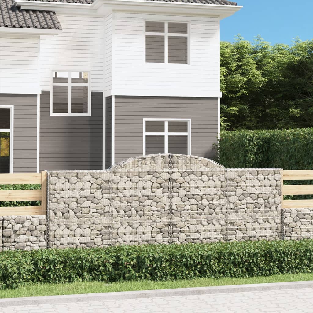 vidaXL Schanskorven 2 st gewelfd 200x30x40/60 cm gegalvaniseerd ijzer