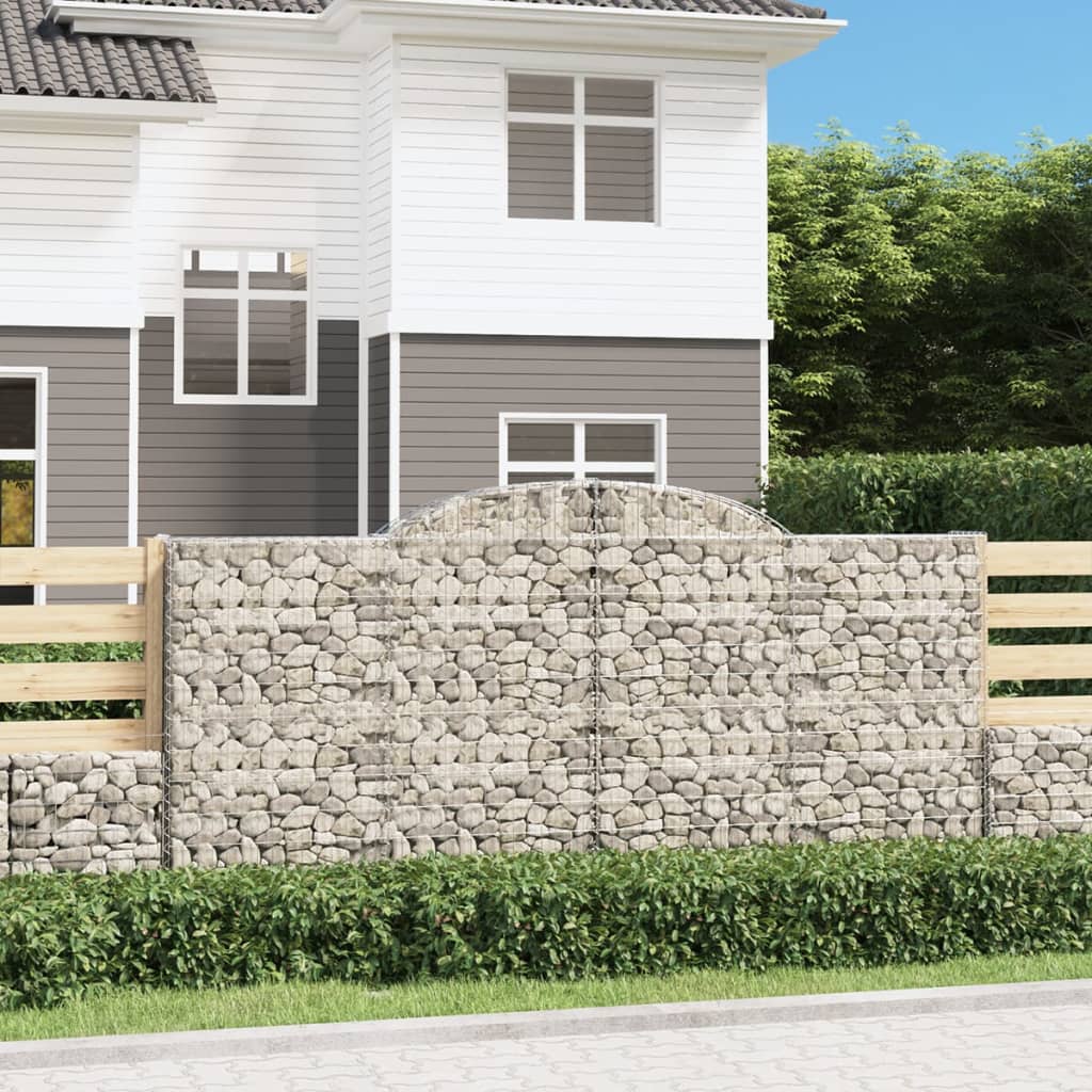 vidaXL Schanskorven 2 st gewelfd 200x30x40/60 cm gegalvaniseerd ijzer