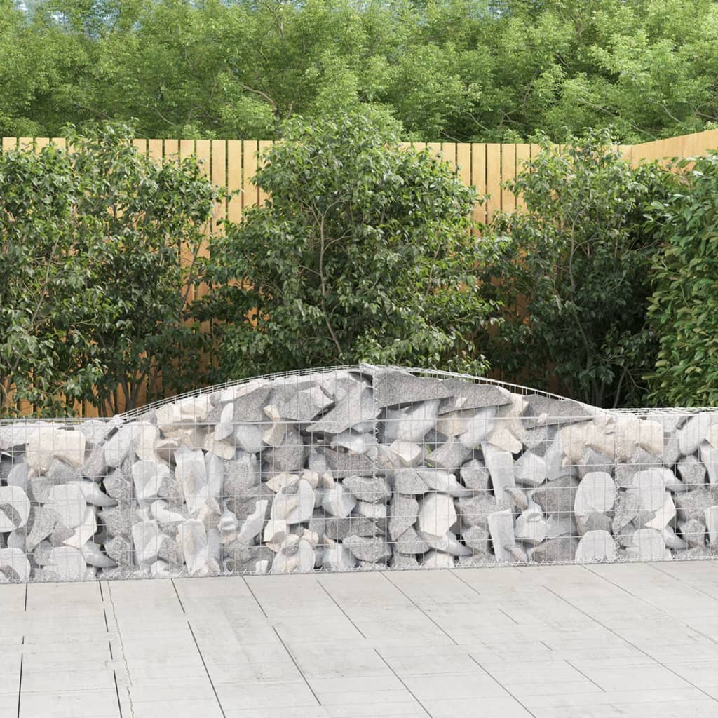 vidaXL Schanskorven 2 st gewelfd 200x30x40/60 cm gegalvaniseerd ijzer