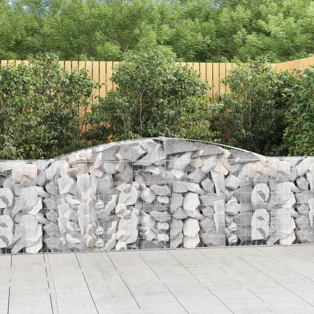 vidaXL Schanskorven 2 st gewelfd 200x30x40/60 cm gegalvaniseerd ijzer