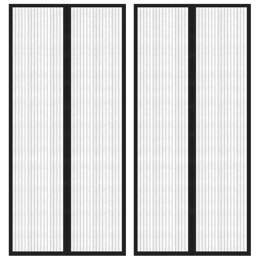 vidaXL Insectendeurgordijnen 2 st magnetisch 200x80 cm zwart