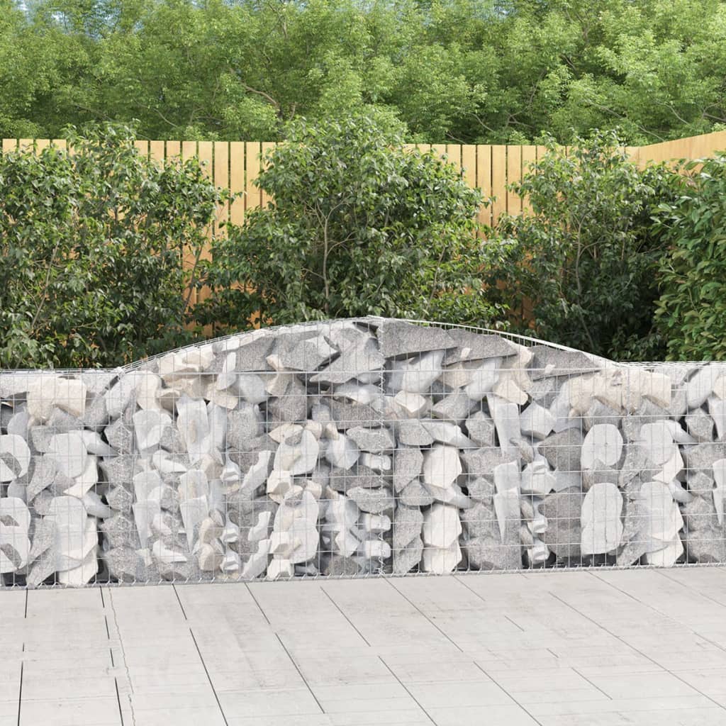 vidaXL Schanskorven 2 st gewelfd 200x30x40/60 cm gegalvaniseerd ijzer