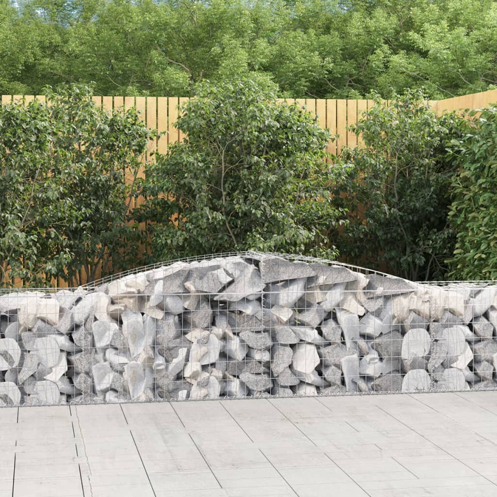 vidaXL Schanskorven 2 st gewelfd 200x30x40/60 cm gegalvaniseerd ijzer
