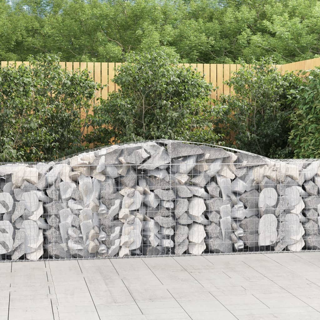 vidaXL Schanskorven 2 st gewelfd 200x30x40/60 cm gegalvaniseerd ijzer