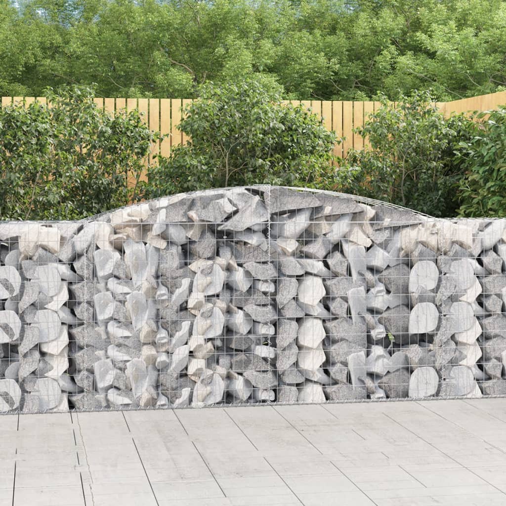 vidaXL Schanskorven 2 st gewelfd 200x30x40/60 cm gegalvaniseerd ijzer