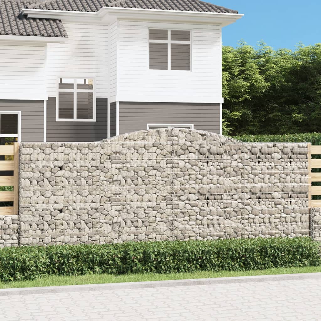 vidaXL Schanskorven 2 st gewelfd 200x30x40/60 cm gegalvaniseerd ijzer