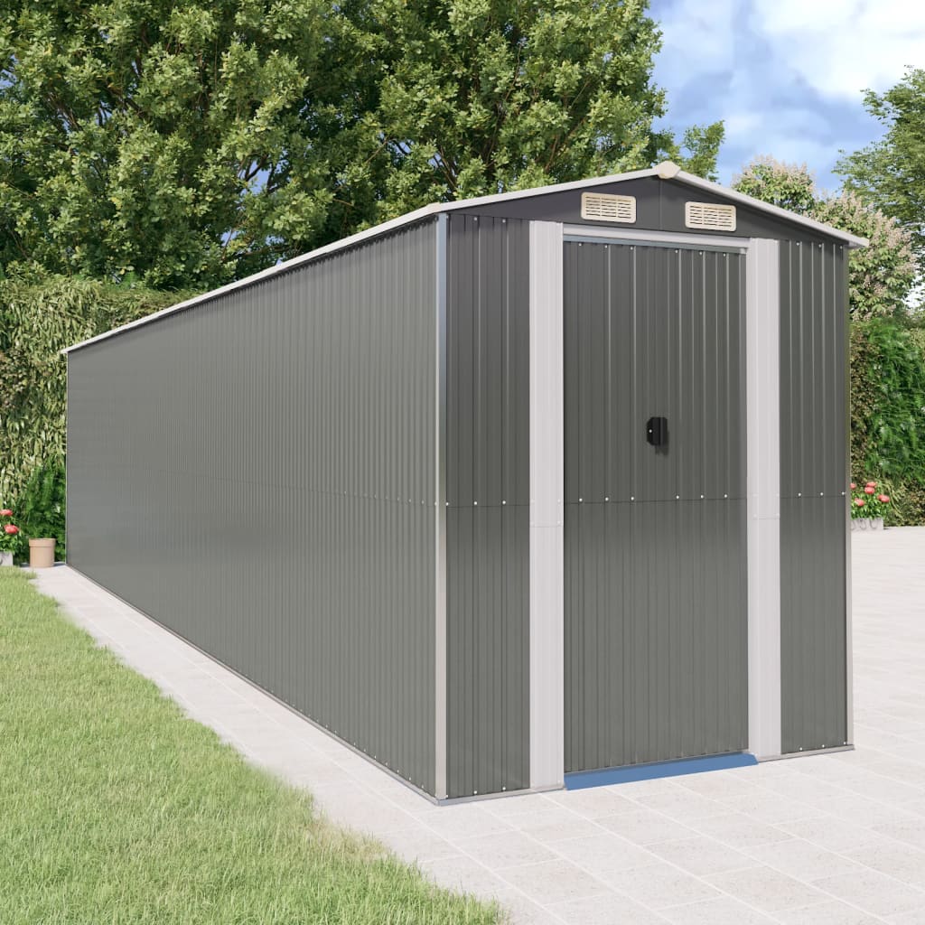 vidaXL Tuinschuur 192x191x223 cm gegalvaniseerd staal lichtgrijs