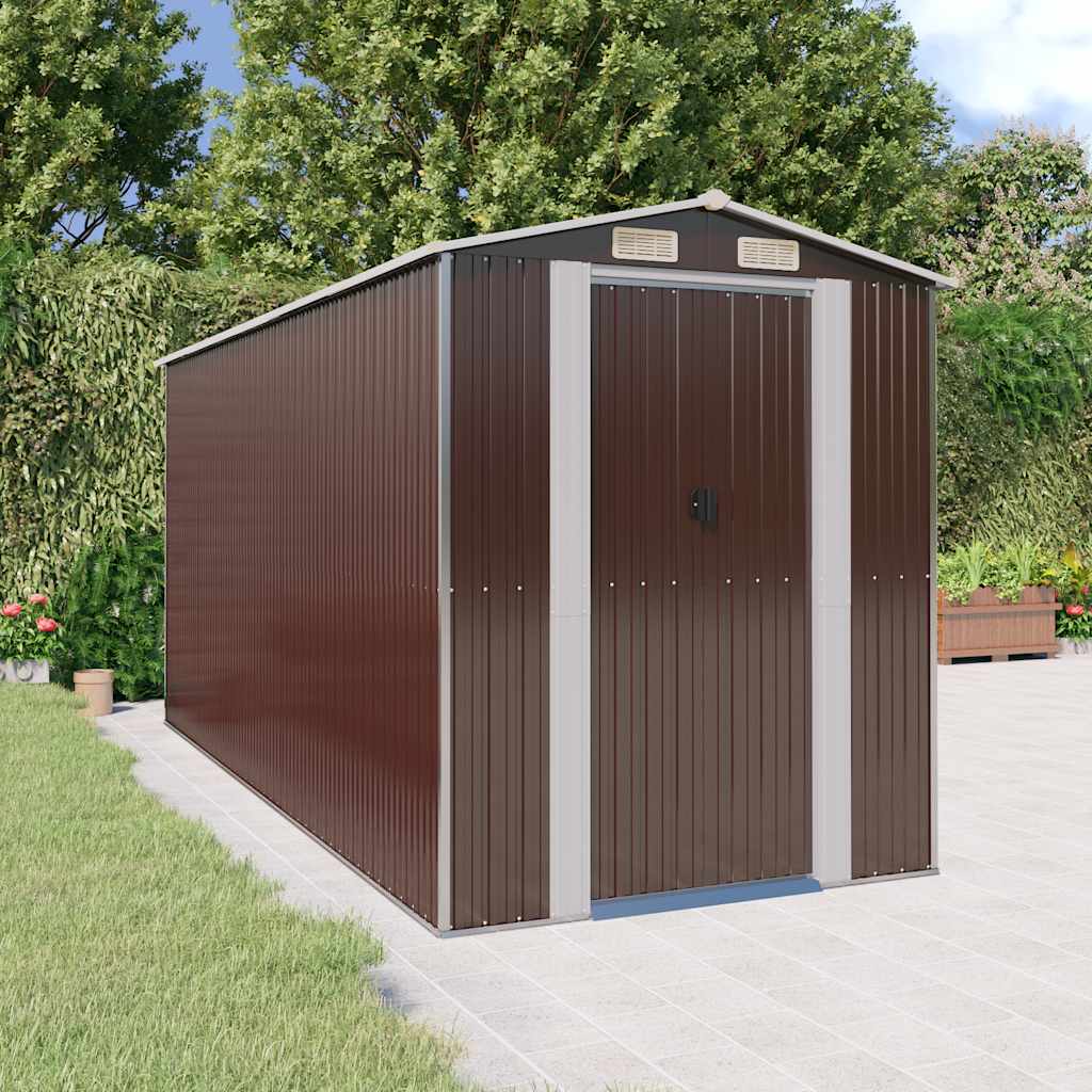 vidaXL Tuinschuur 192x191x223 cm gegalvaniseerd staal donkerbruin