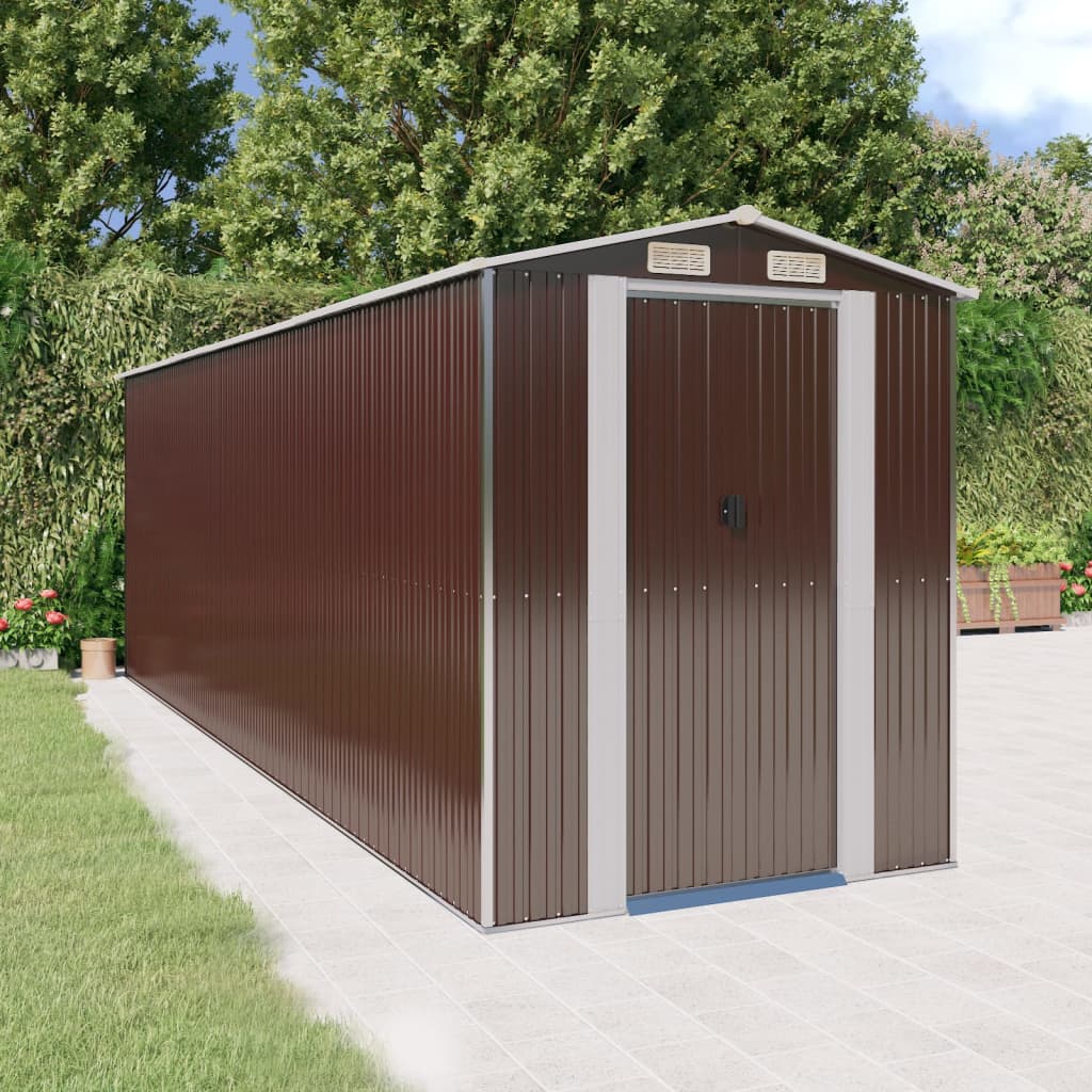 vidaXL Tuinschuur 192x191x223 cm gegalvaniseerd staal donkerbruin