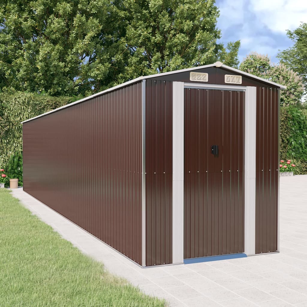 vidaXL Tuinschuur 192x191x223 cm gegalvaniseerd staal donkerbruin