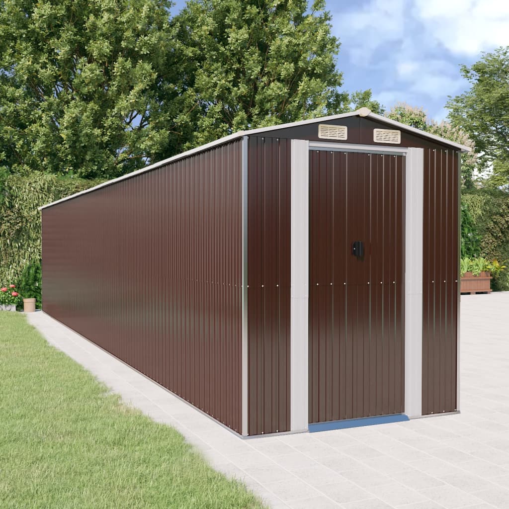 vidaXL Tuinschuur 192x191x223 cm gegalvaniseerd staal donkerbruin