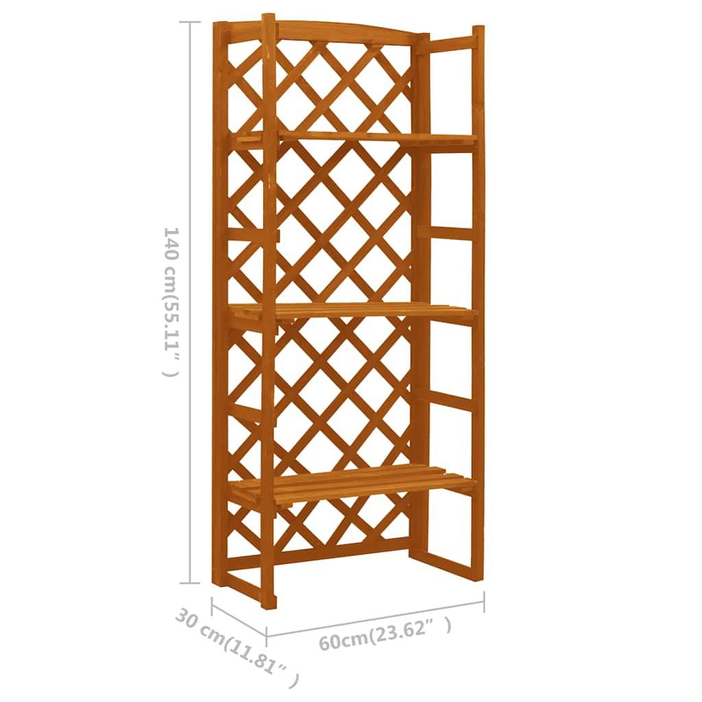 vidaXL Plantenrek met latwerk 60x30x140 cm massief vurenhout oranje