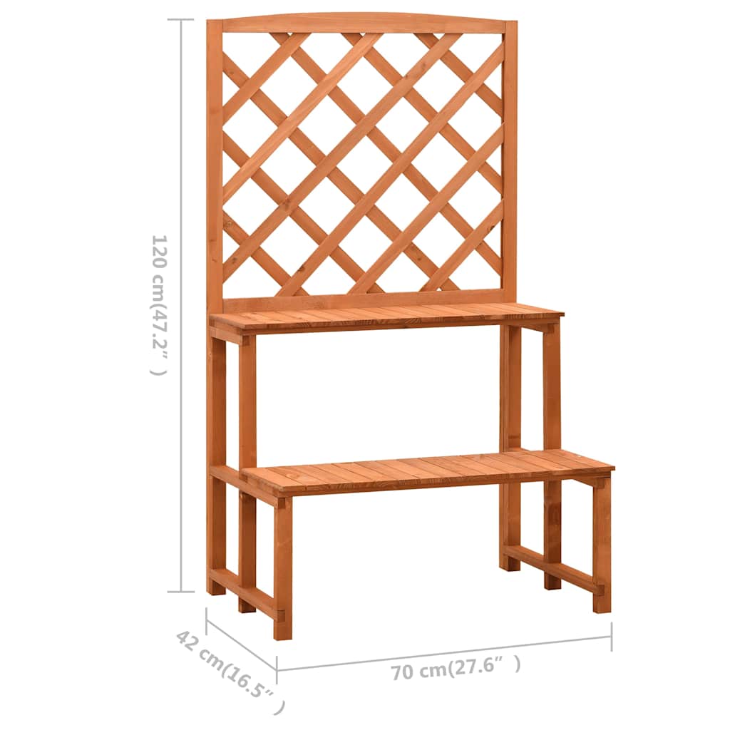 vidaXL Plant stand with trellis 70x42x120 cm solid spruce wood orange