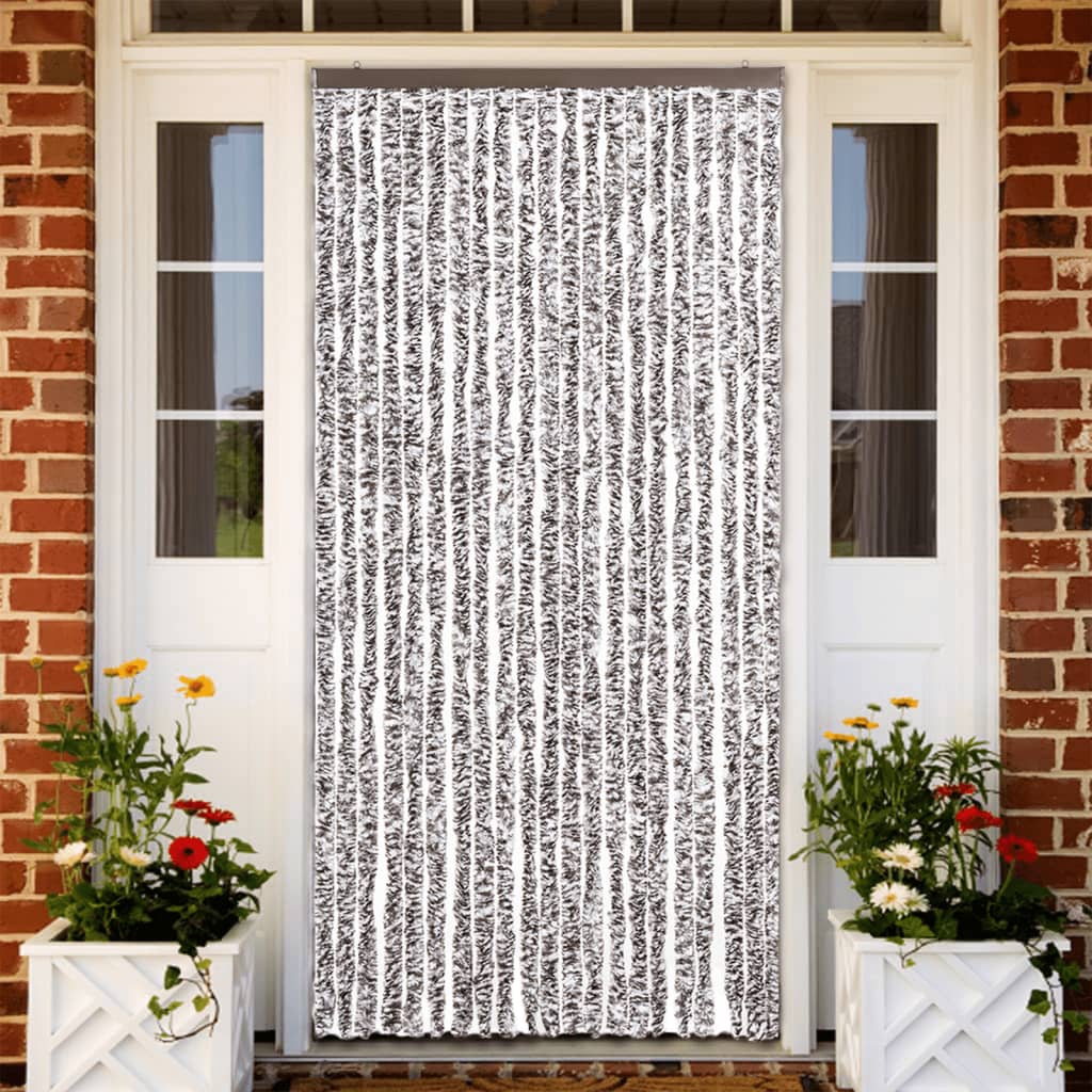 vidaXL Vliegengordijn 90x220 cm chenille beige en lichtbruin