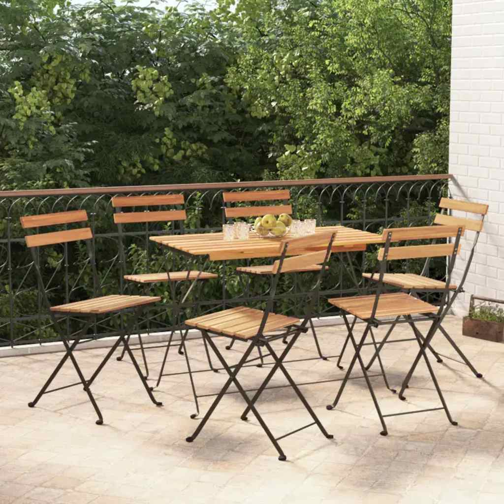 vidaXL 5-delige Bistroset inklapbaar massief acaciahout en staal